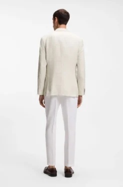 Slim-fit blazer in checked linen, cotton and silk