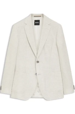 Slim-fit blazer in checked linen, cotton and silk
