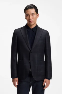 Slim-fit blazer in checked virgin wool