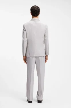 Slim-fit blazer in checked virgin wool and cotton
