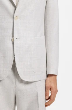 Slim-fit blazer in checked virgin wool and cotton