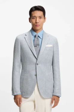 Slim-fit blazer in linen, silk and cotton