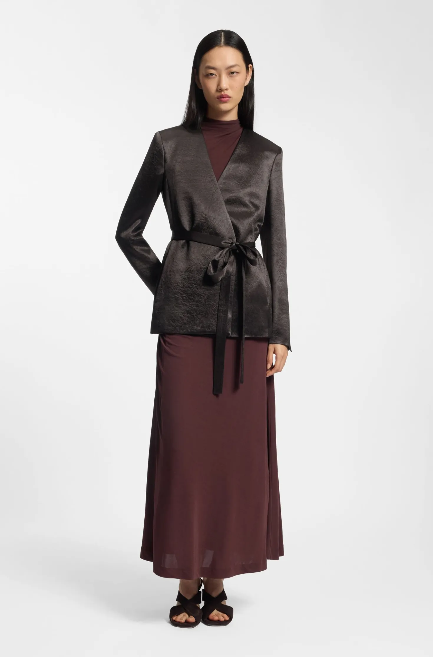 Slim-fit blazer in lustrous twill