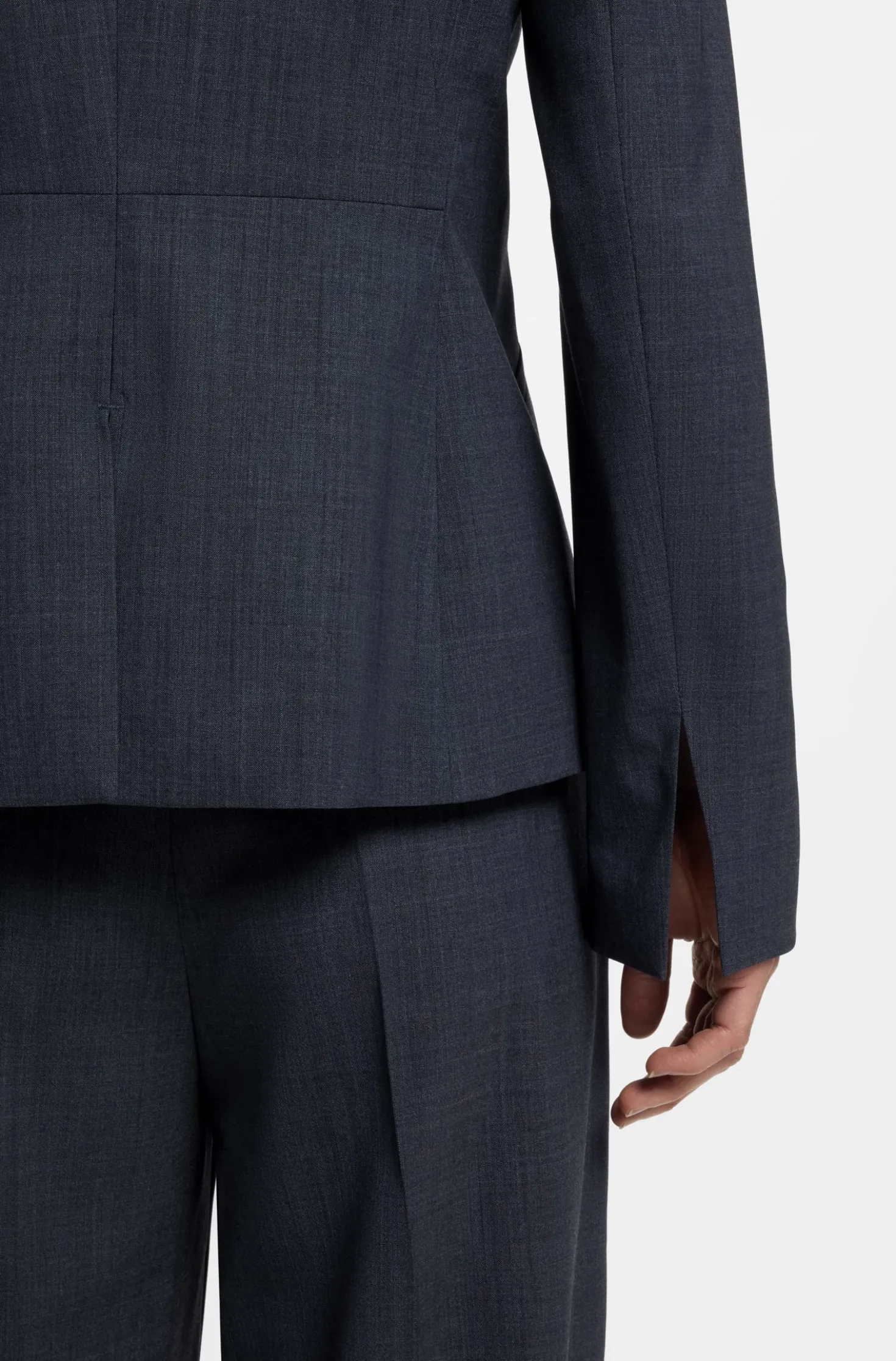 Slim-fit blazer in melange virgin wool