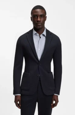 Slim-fit blazer in micro-patterned stretch jersey