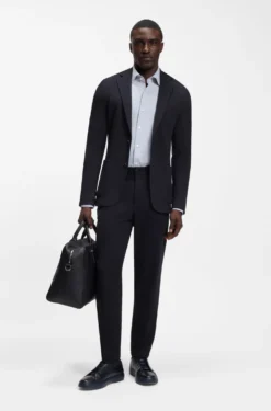 Slim-fit blazer in micro-patterned stretch jersey