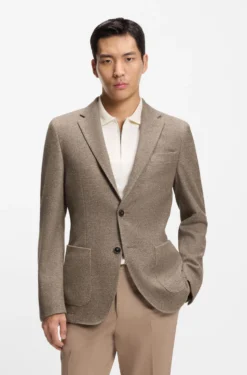 Slim-fit blazer in micro-patterned cotton