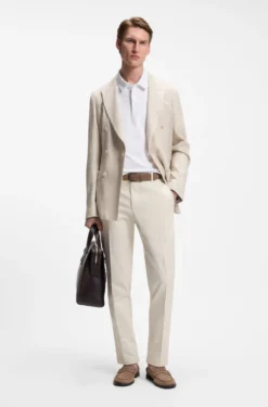 Slim-fit blazer in striped linen and cotton