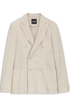 Slim-fit blazer in striped linen and cotton
