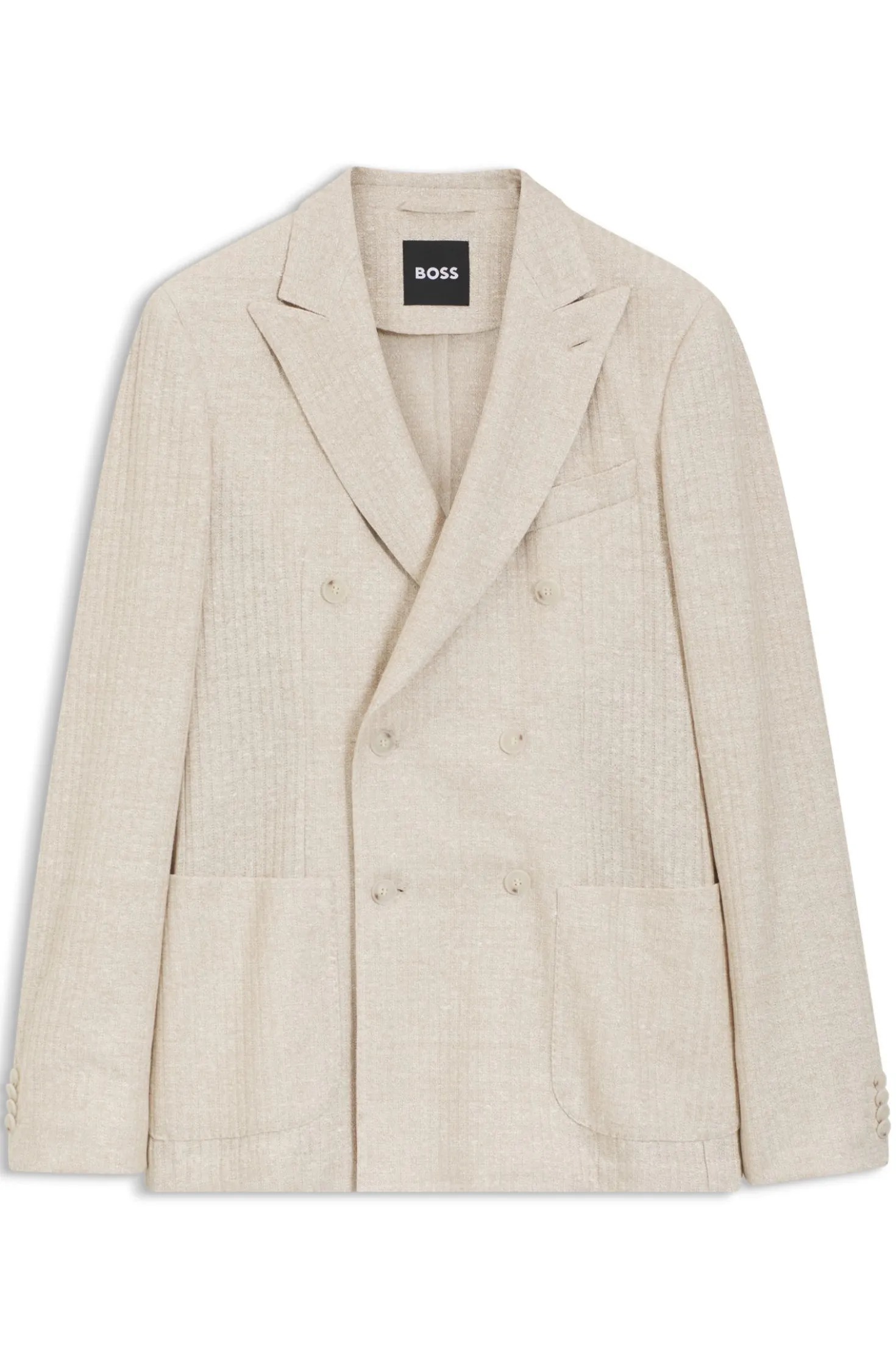 Slim-fit blazer in striped linen and cotton