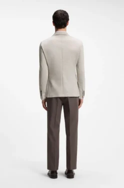 Slim-fit blazer in virgin wool and cotton