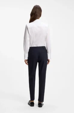 Slim-fit blouse in easy-iron cotton-blend twill