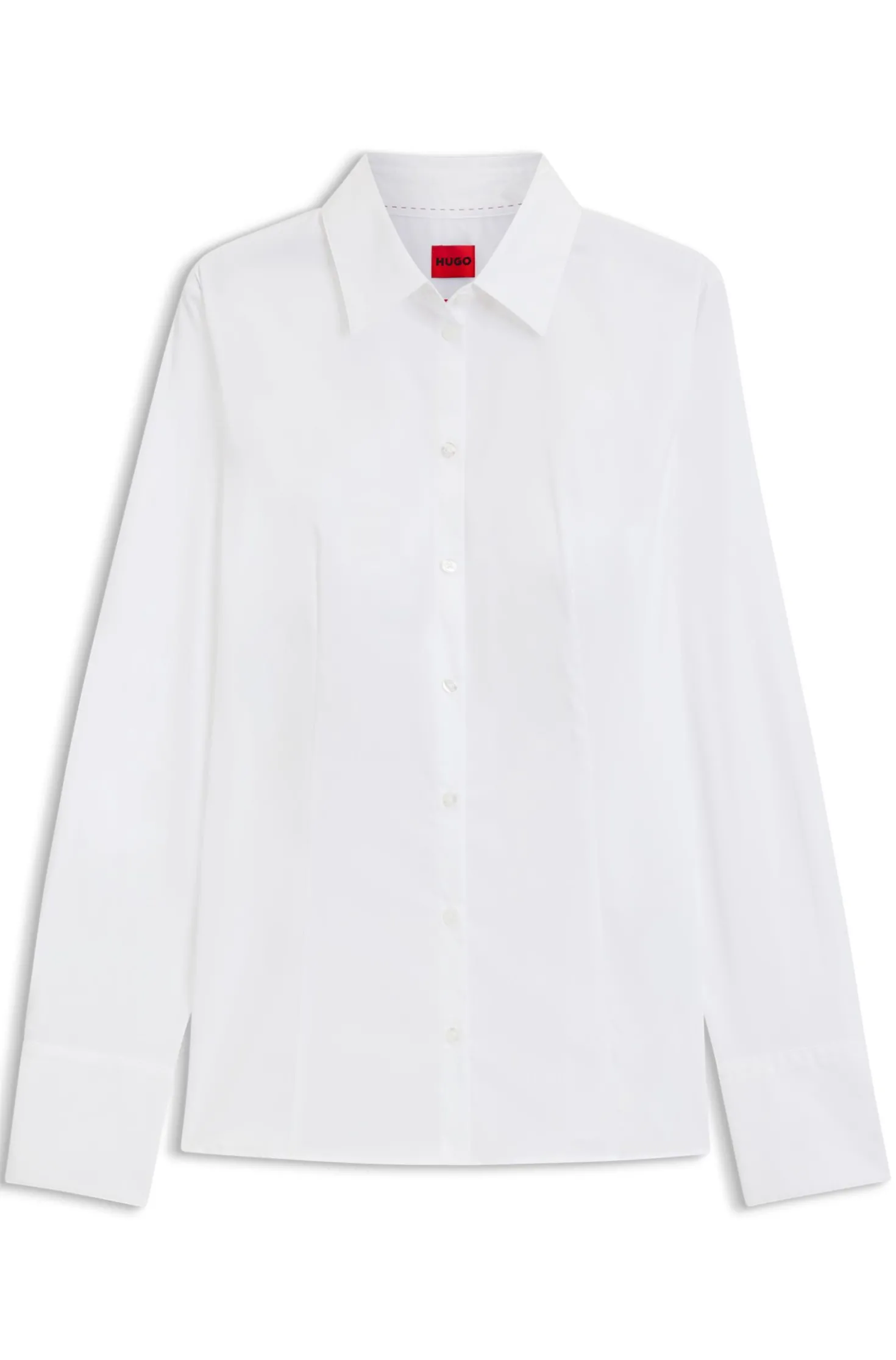 Slim-fit blouse in easy-iron poplin