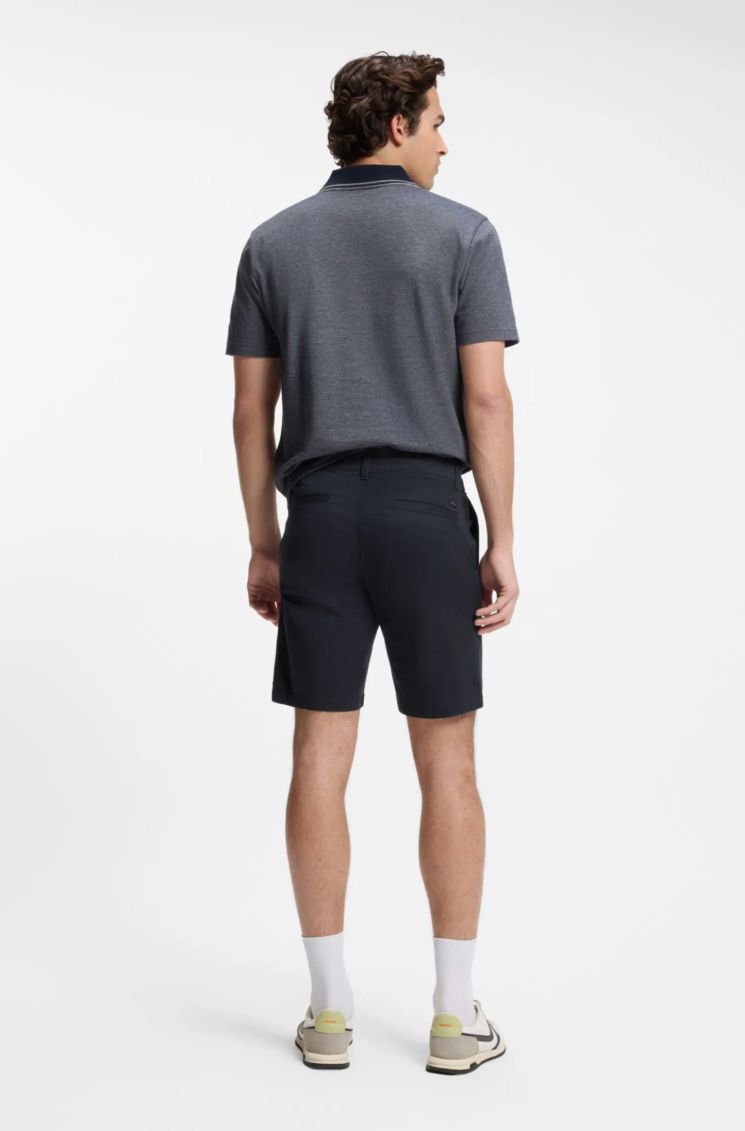Slim-fit chino shorts in printed stretch cotton