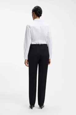 Slim-fit cotton-blend blouse with side zip