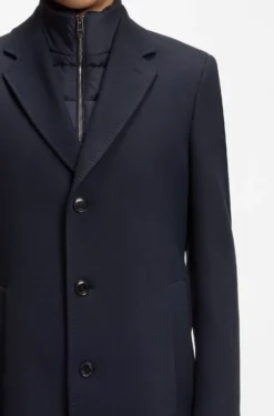 Slim-fit cotton-blend coat with detachable padded inner