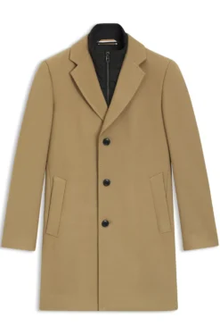 Slim-fit cotton-blend coat with detachable padded inner