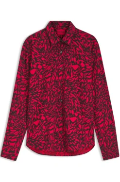 Slim-fit cotton poplin shirt with bold print