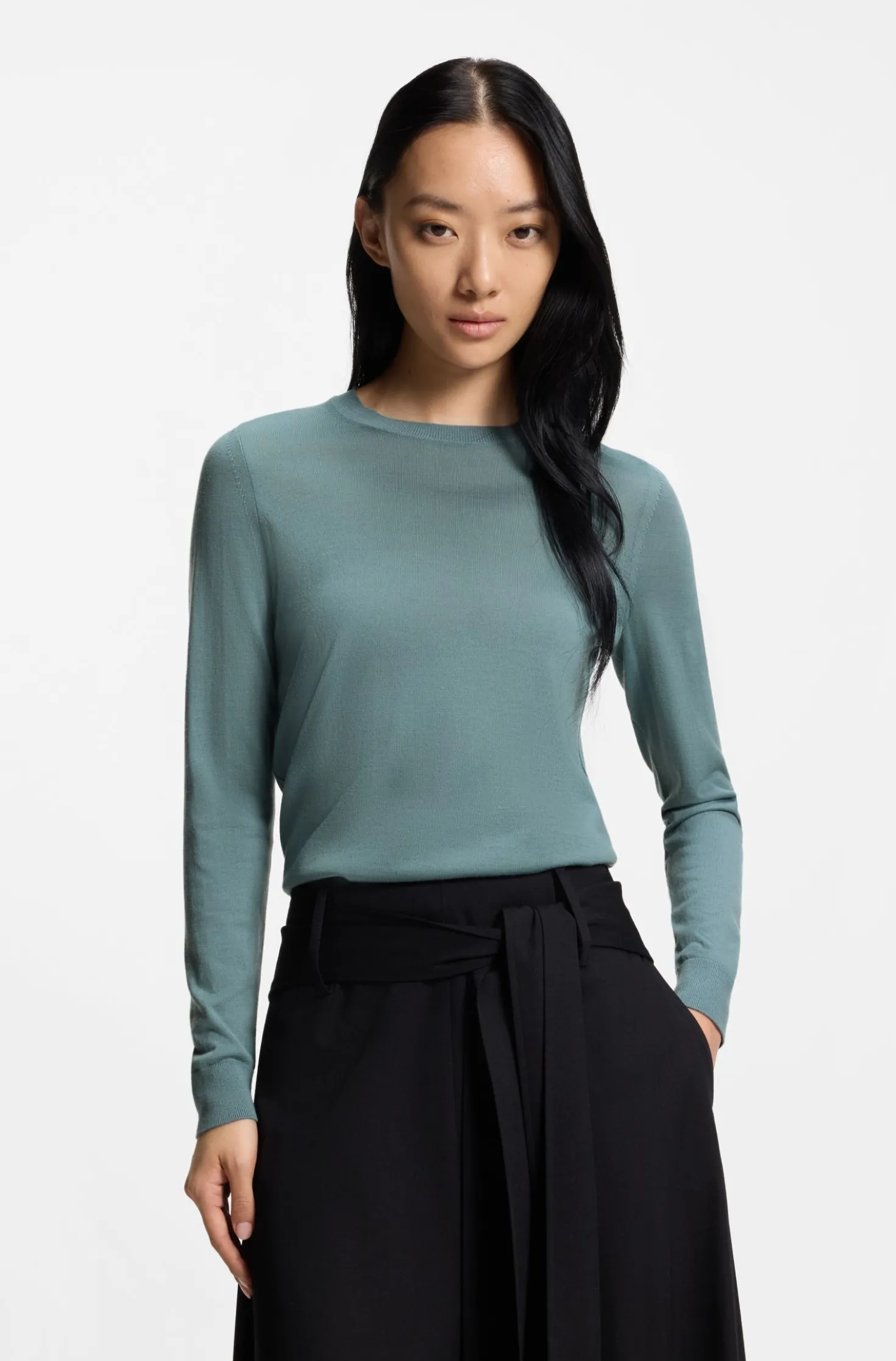 Slim-fit crew-neck sweater in merino wool