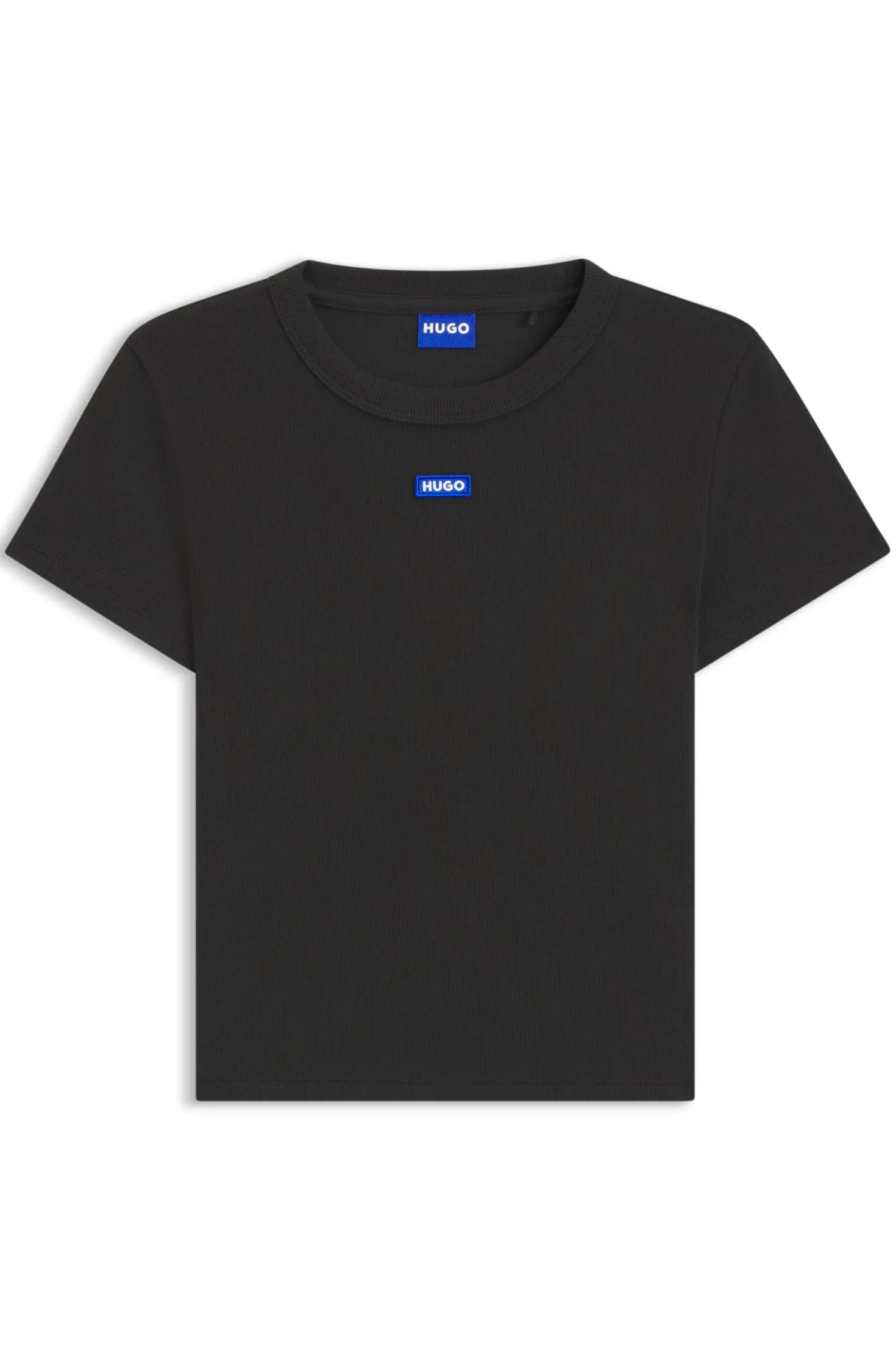Slim-fit cropped T-shirt in stretch cotton