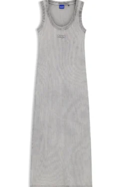 Slim-fit dress in stretch cotton with embossed logo