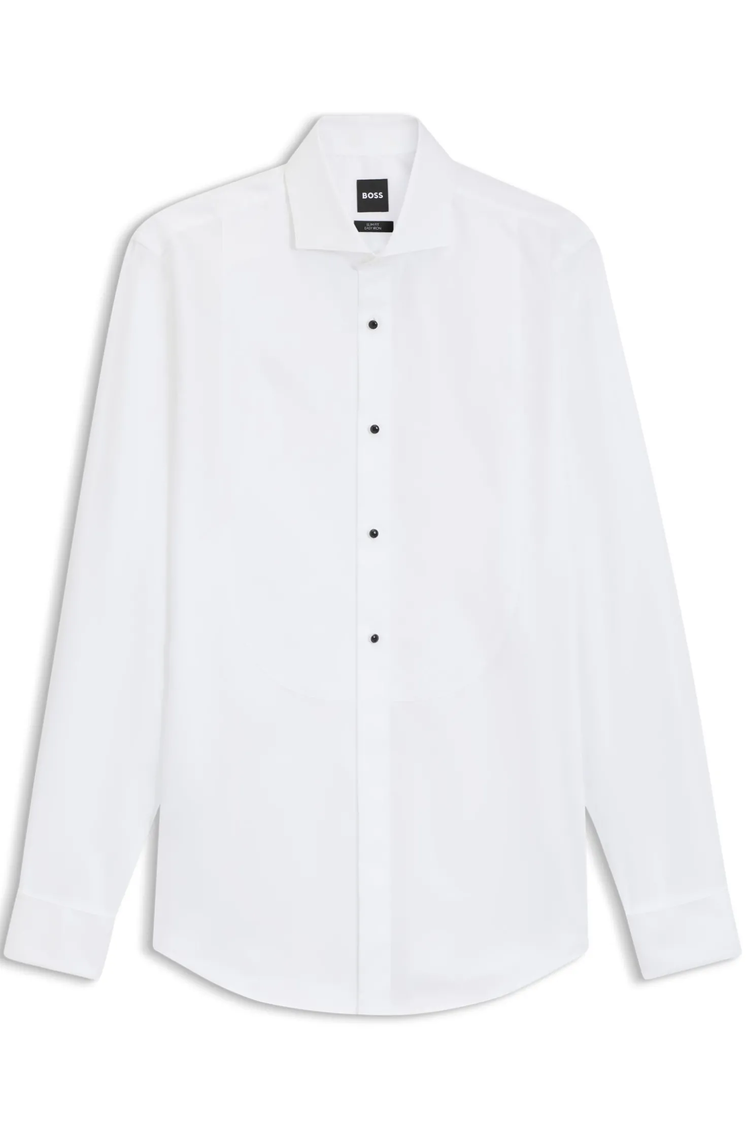 Slim-fit dress shirt in easy-iron stretch-cotton poplin
