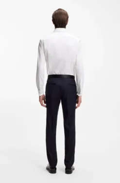 Slim-fit dress shirt in easy-iron stretch cotton