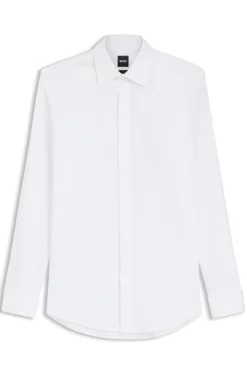 Slim-fit dress shirt in easy-iron stretch cotton