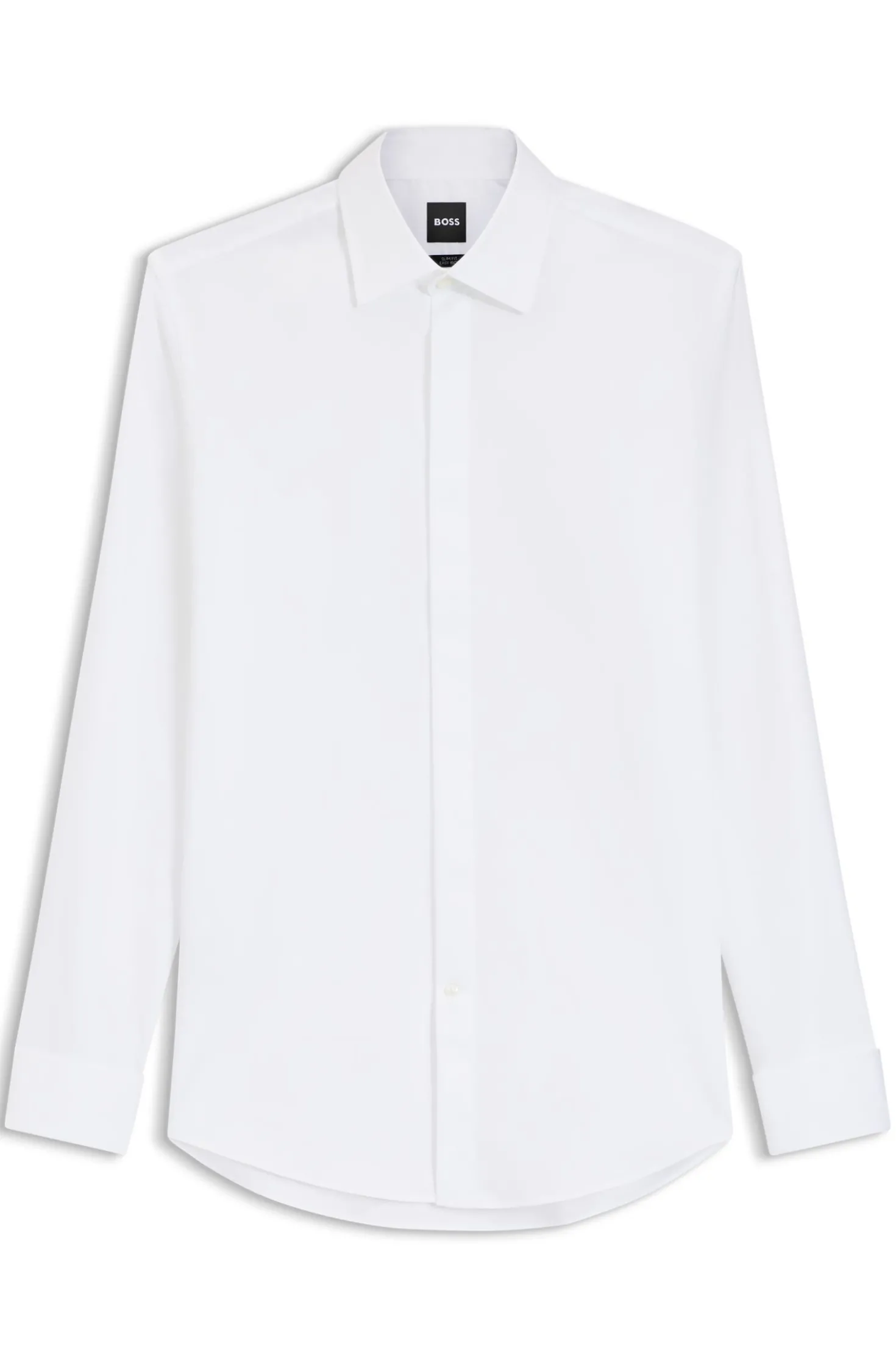 Slim-fit dress shirt in easy-iron stretch cotton
