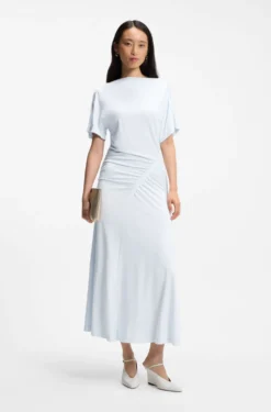 Slim-fit dress with gathered details