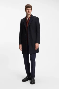 Slim-fit formal coat in wool with cashmere