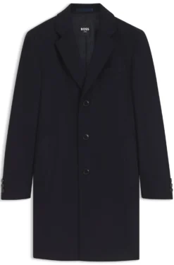 Slim-fit formal coat in wool with cashmere