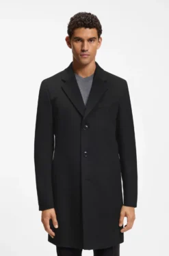 Slim-fit formal coat in wool with cashmere