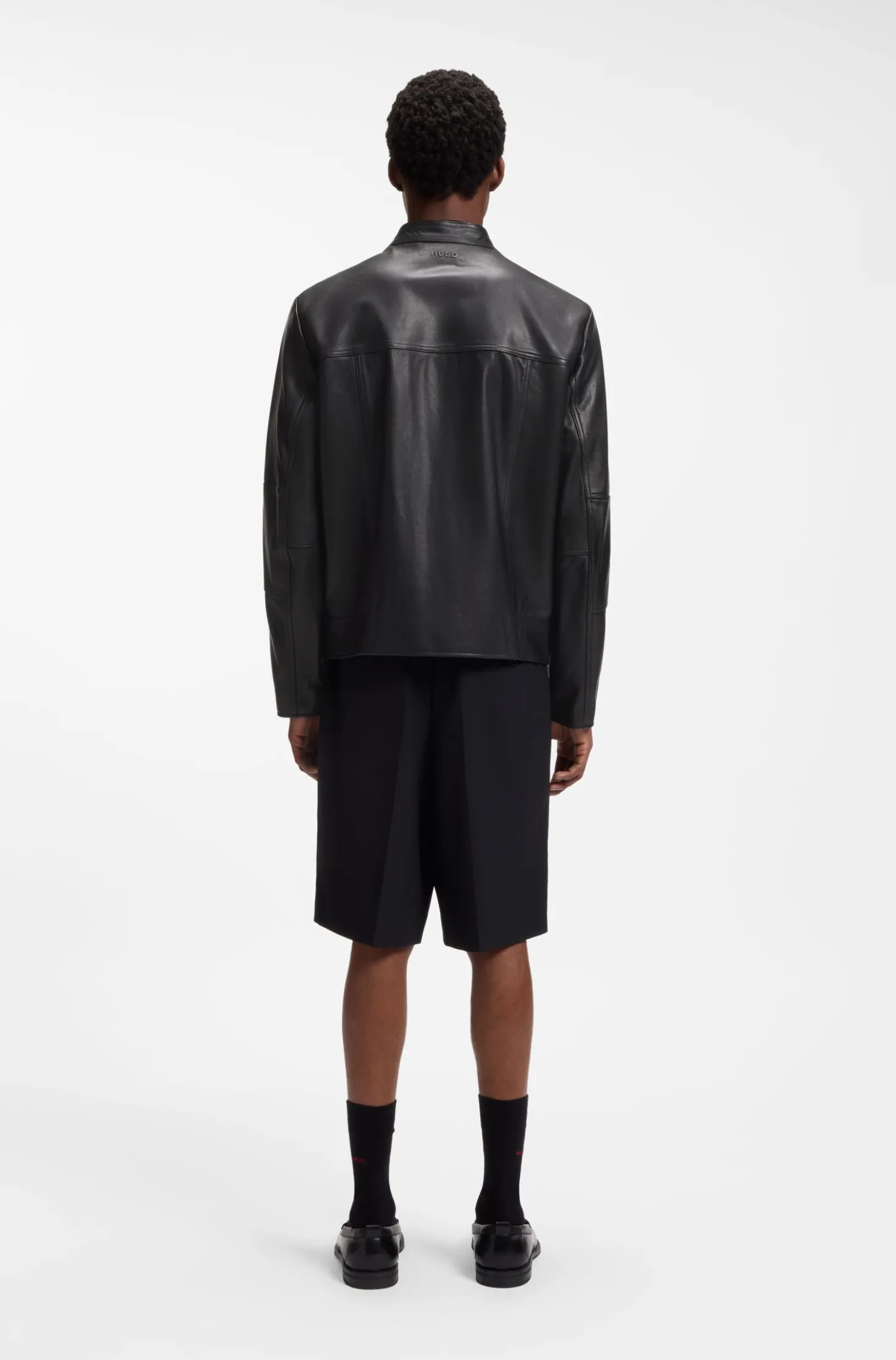 Slim-fit jacket in grained leather