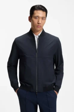 Slim-fit jacket in micro-patterned stretch fabric