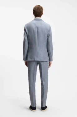Slim-fit jacket in patterned linen