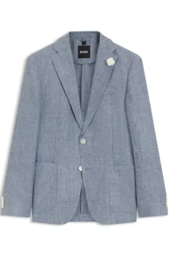 Slim-fit jacket in patterned linen