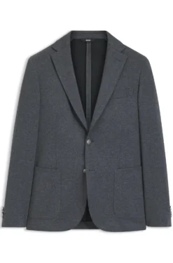 Slim-fit jacket in patterned stretch fabric