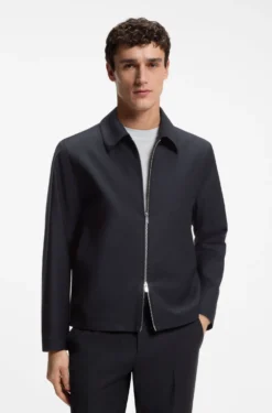 Slim-fit jacket in patterned stretch wool