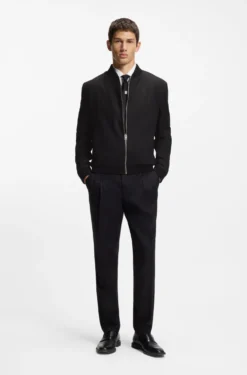 Slim-fit jacket in twill with zip closure