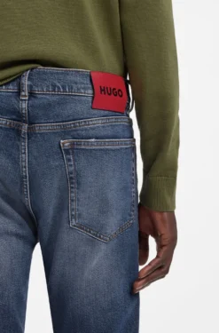 Slim-fit jeans in dark-blue comfort-stretch denim