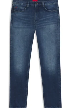 Slim-fit jeans in dark-blue comfort-stretch denim