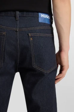 Slim-fit jeans in dark-blue stretch denim