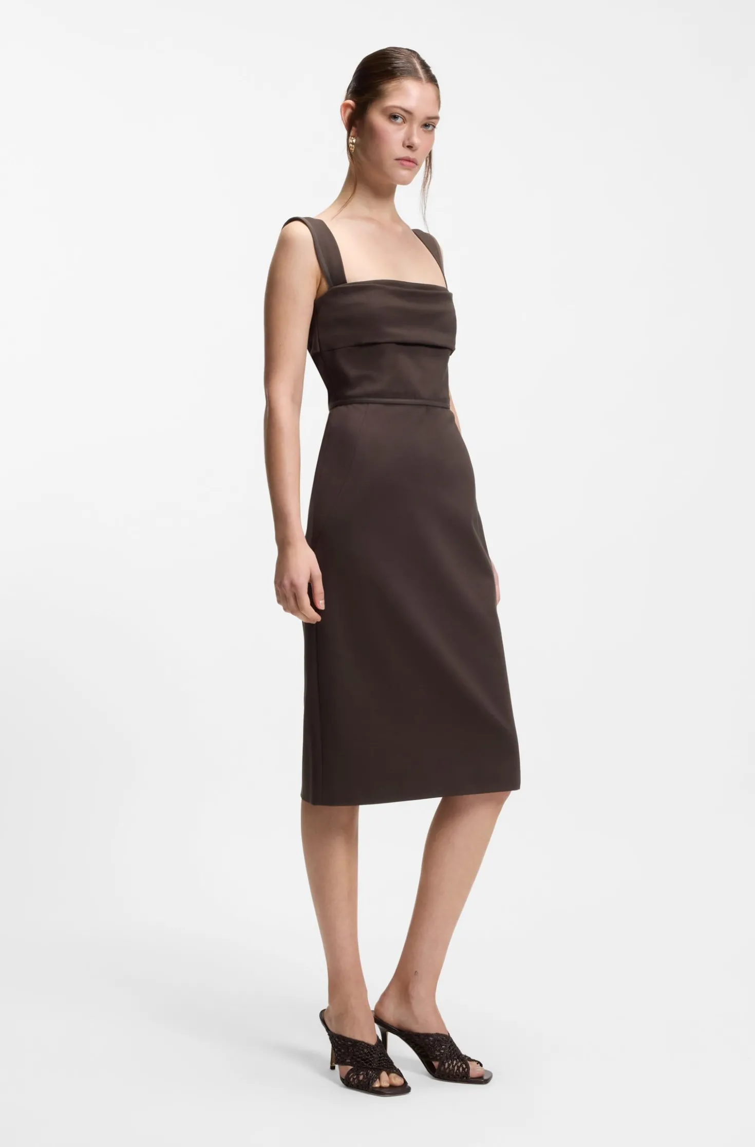 Slim-fit jersey dress with layered detail