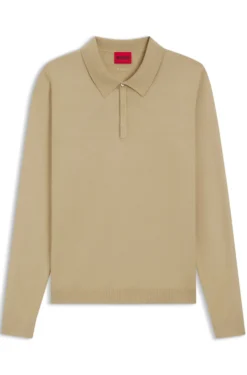 Slim-fit knit polo with rear logo