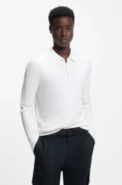 Slim-fit knit polo with rear logo