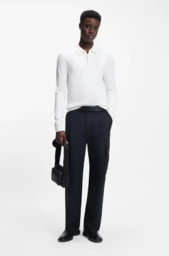 Slim-fit knit polo with rear logo