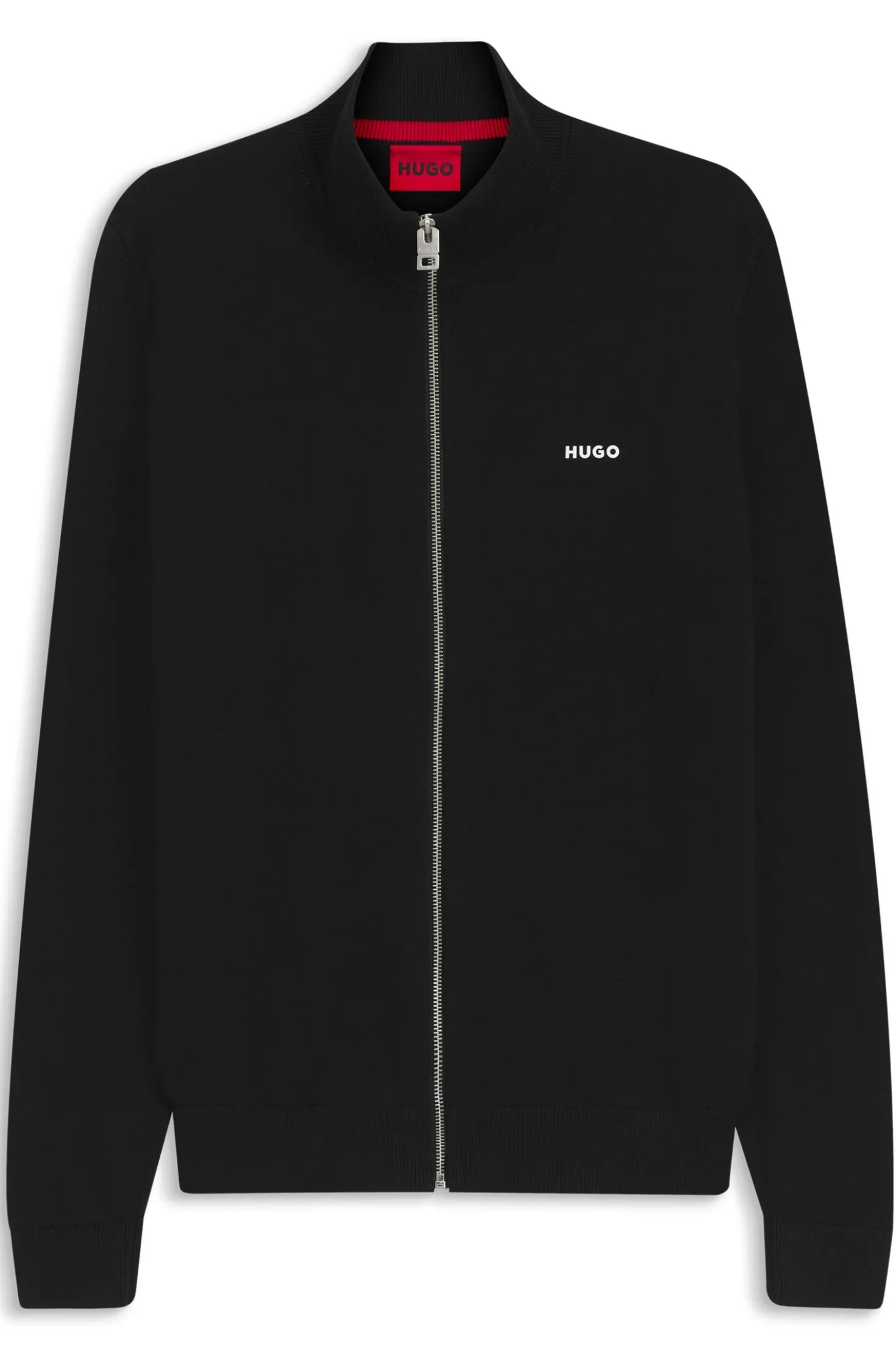 Slim-fit knitted jacket in cotton with logo detail