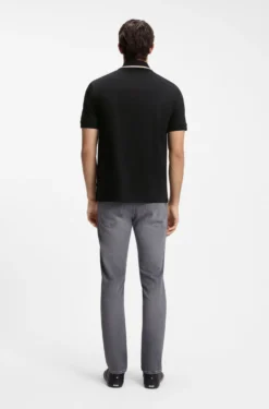 Slim-fit polo shirt in cotton with striped collar