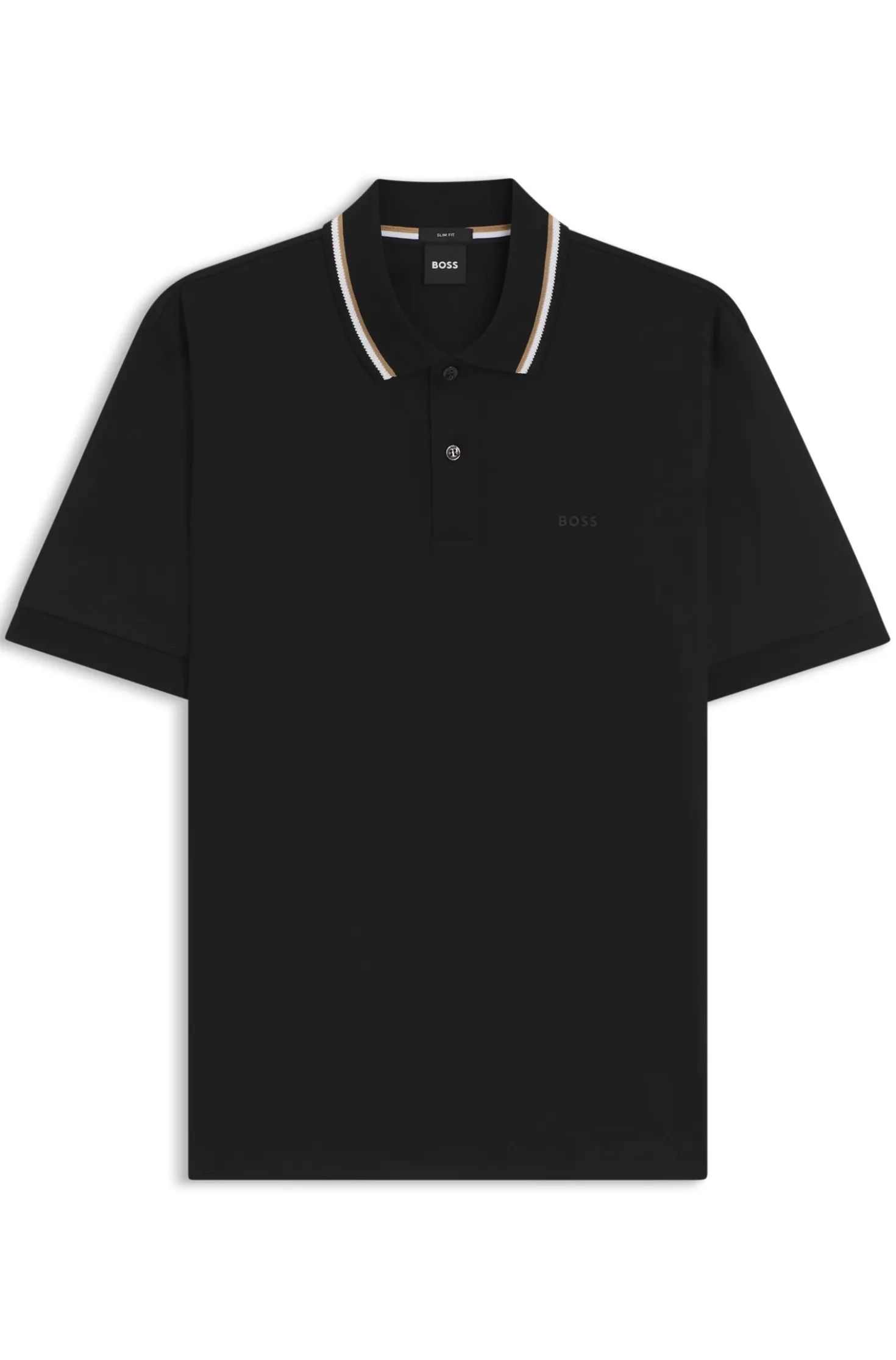 Slim-fit polo shirt in cotton with striped collar